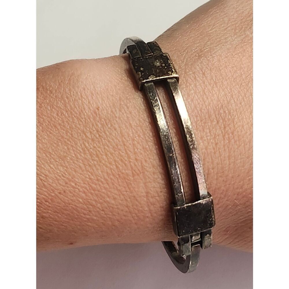 TAXCO Sterling Silver Hinged Bangle Bracelet